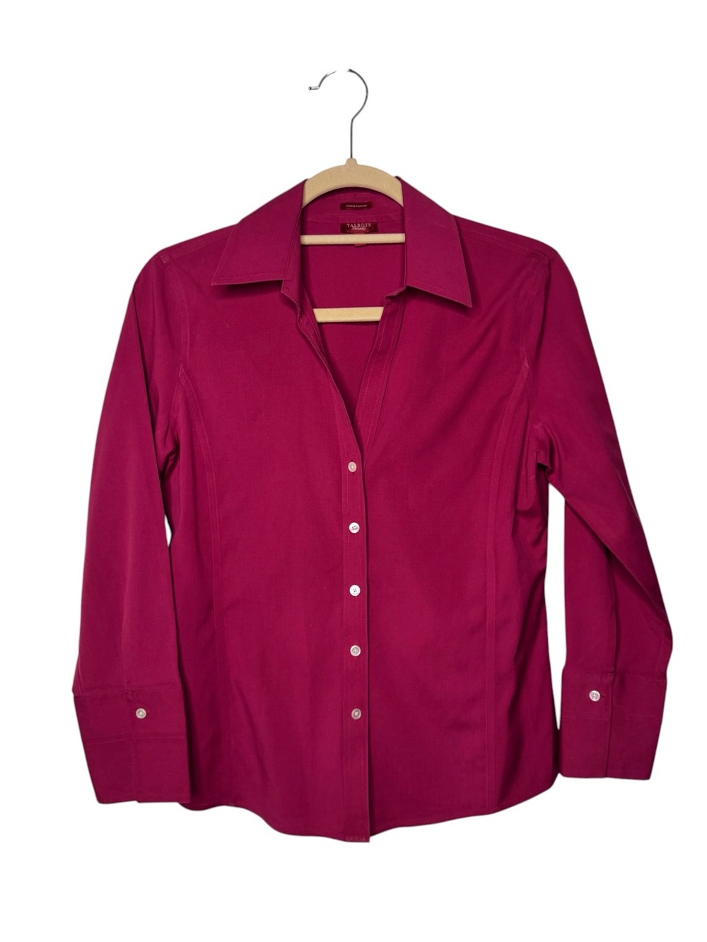 Talbots Wrinkle Resistance Button Up Burgundy  Top Size 6